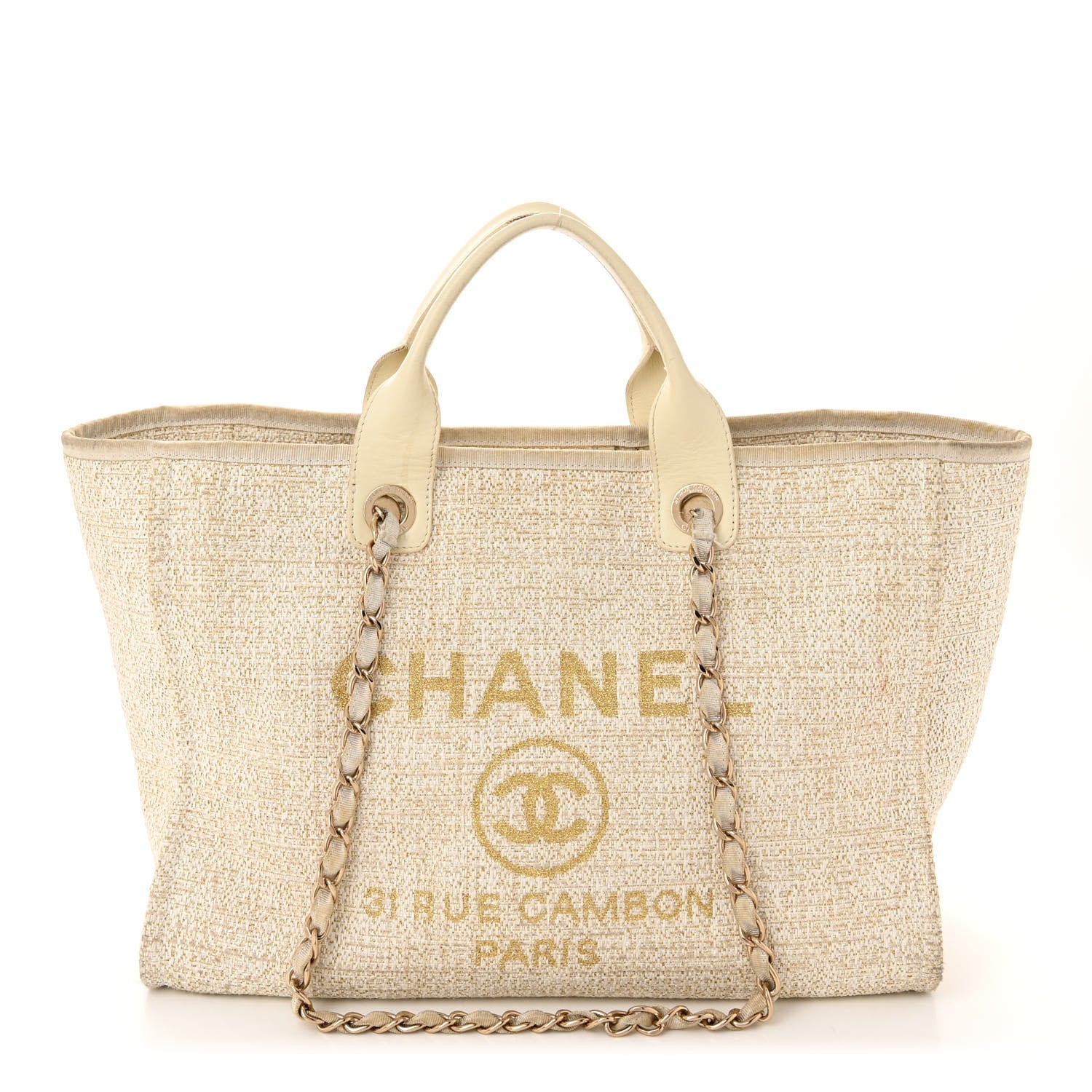 Chanel Canvas Large Deauville Tote Ivory 1 of 13