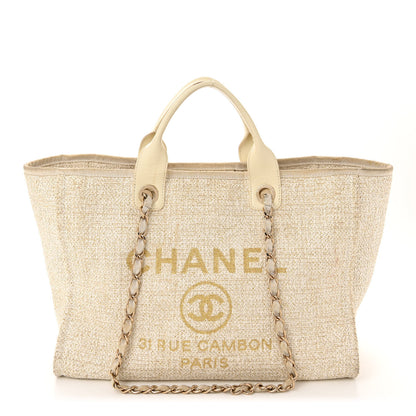 Chanel Canvas Large Deauville Tote Ivory 1 of 13