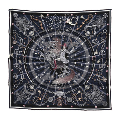 Hermes Silk Vintage C'Est La Fete Scarf 70 Bleu Nuit Gris Prune 1 of 5
