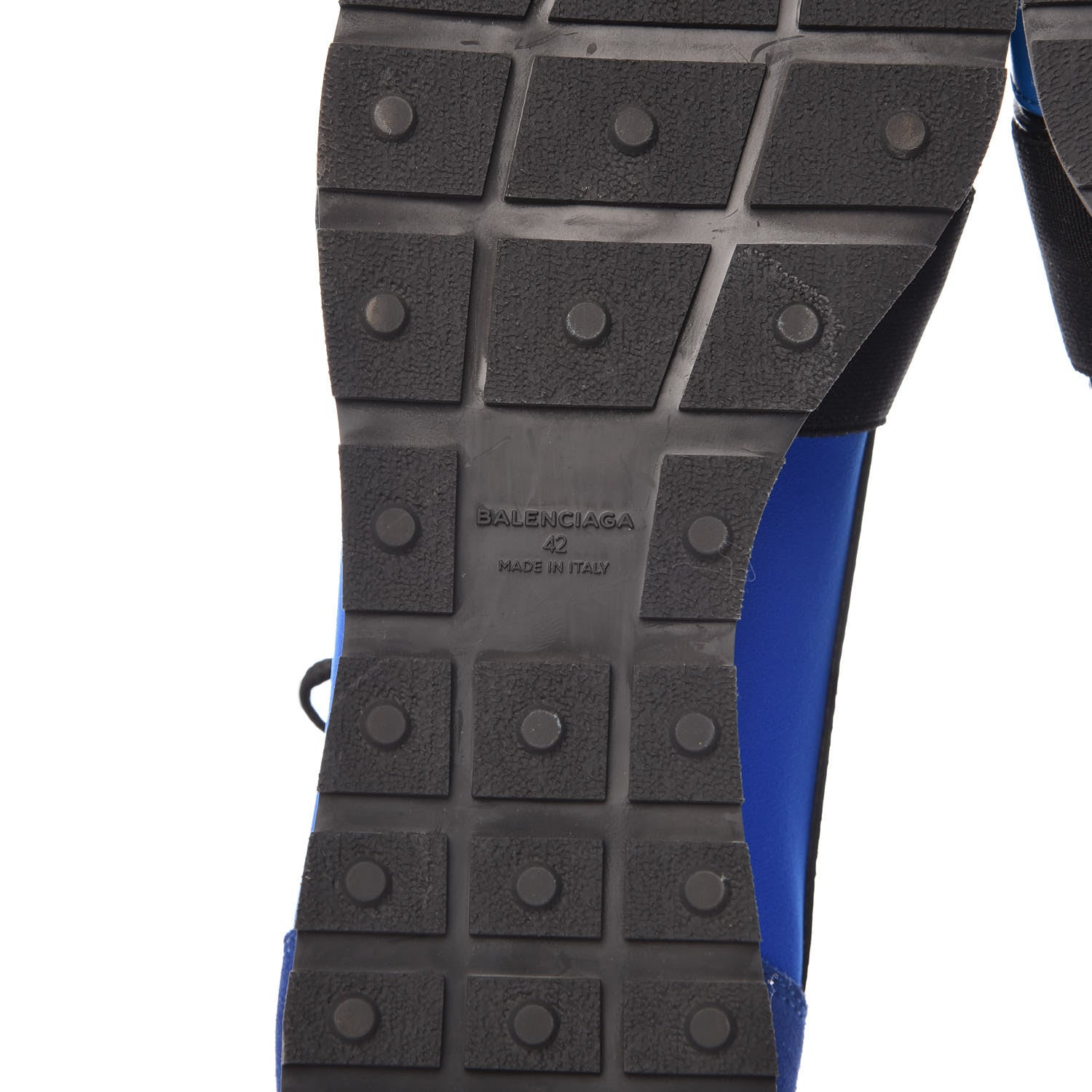 Balenciaga Mesh Neoprene Calfskin Suede Mens Race Runner Sneakers 42 Black Bleu Saphir 6 of 8