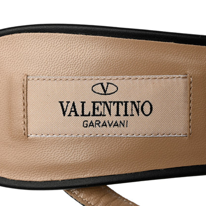 Valentino Garavani Pebbled Calfskin Rockstud Cross Strap 50mm Mules 37 Black 7 of 9