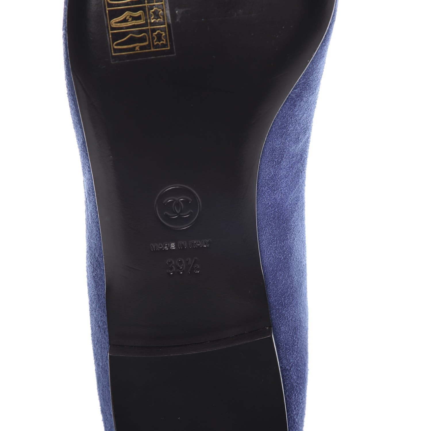 Chanel Suede Satin Cap Toe Gabrielle Ballerina Flats 39.5 Royal Blue Black 6 of 10