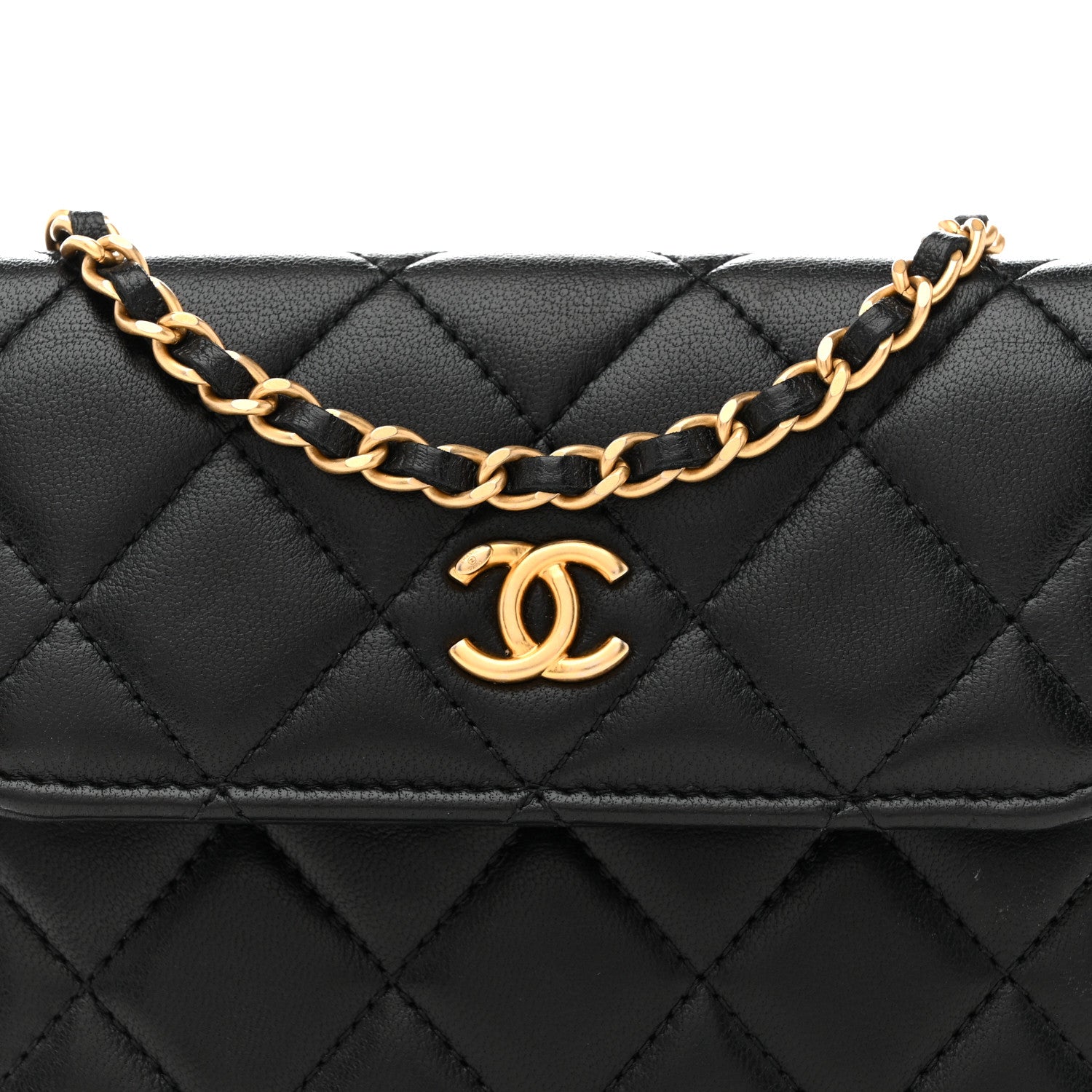 Chanel Lambskin Quilted Pearl Crush Clutch With Chain Black 8 of 11
