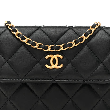 Chanel Lambskin Quilted Pearl Crush Clutch With Chain Black 8 of 11
