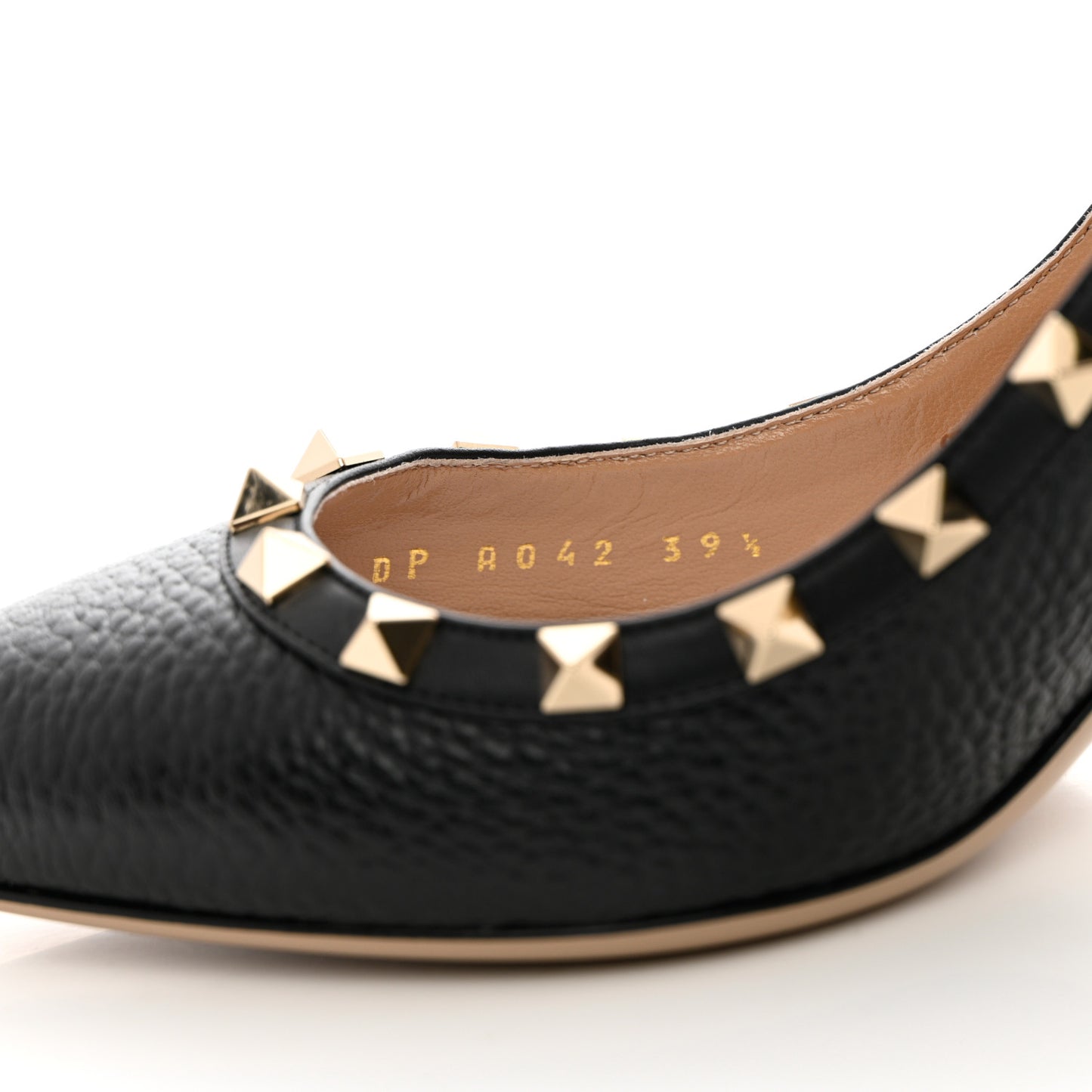 Pebbled Calfskin Rockstud 85mm Pumps 39.5 Black