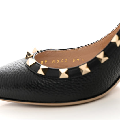 Valentino Garavani Pebbled Calfskin Rockstud 85mm Pumps 39.5 Black 6 of 10