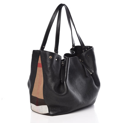Burberry Grainy Calfskin House Check Medium Maidstone Black 3 of 8