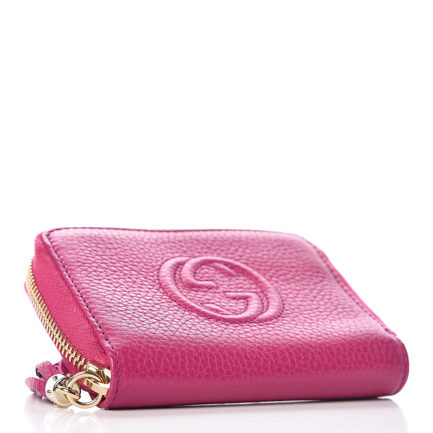Pebbled Calfskin Soho Compact Disco Zip Around Wallet Bright Bougainvillea