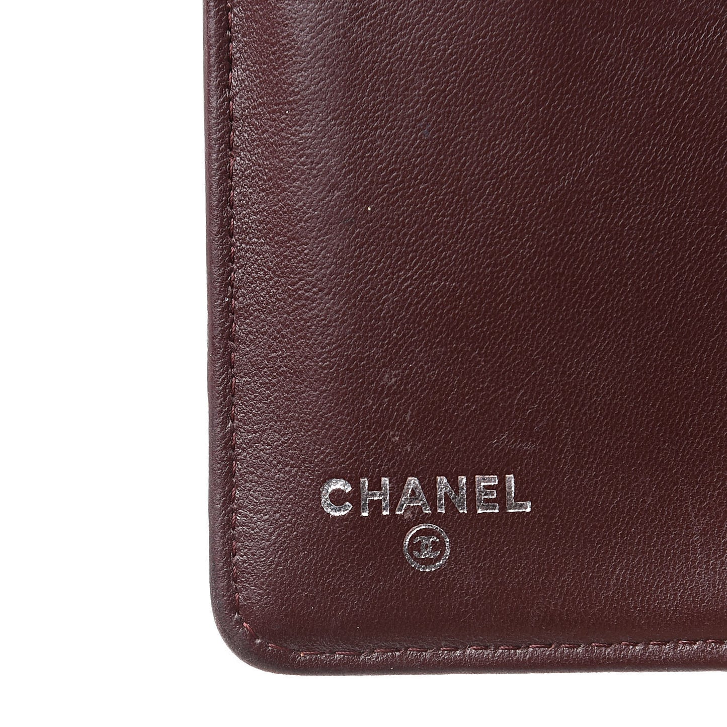 Lambskin Quilted Boy Zipped Pocket Wallet Burgundy