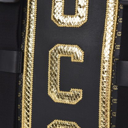 Gucci X DAPPER DAN Calfskin Laminated Ayers GG Micro Monogram Double Buckle Backpack Black Gold 14 of 19