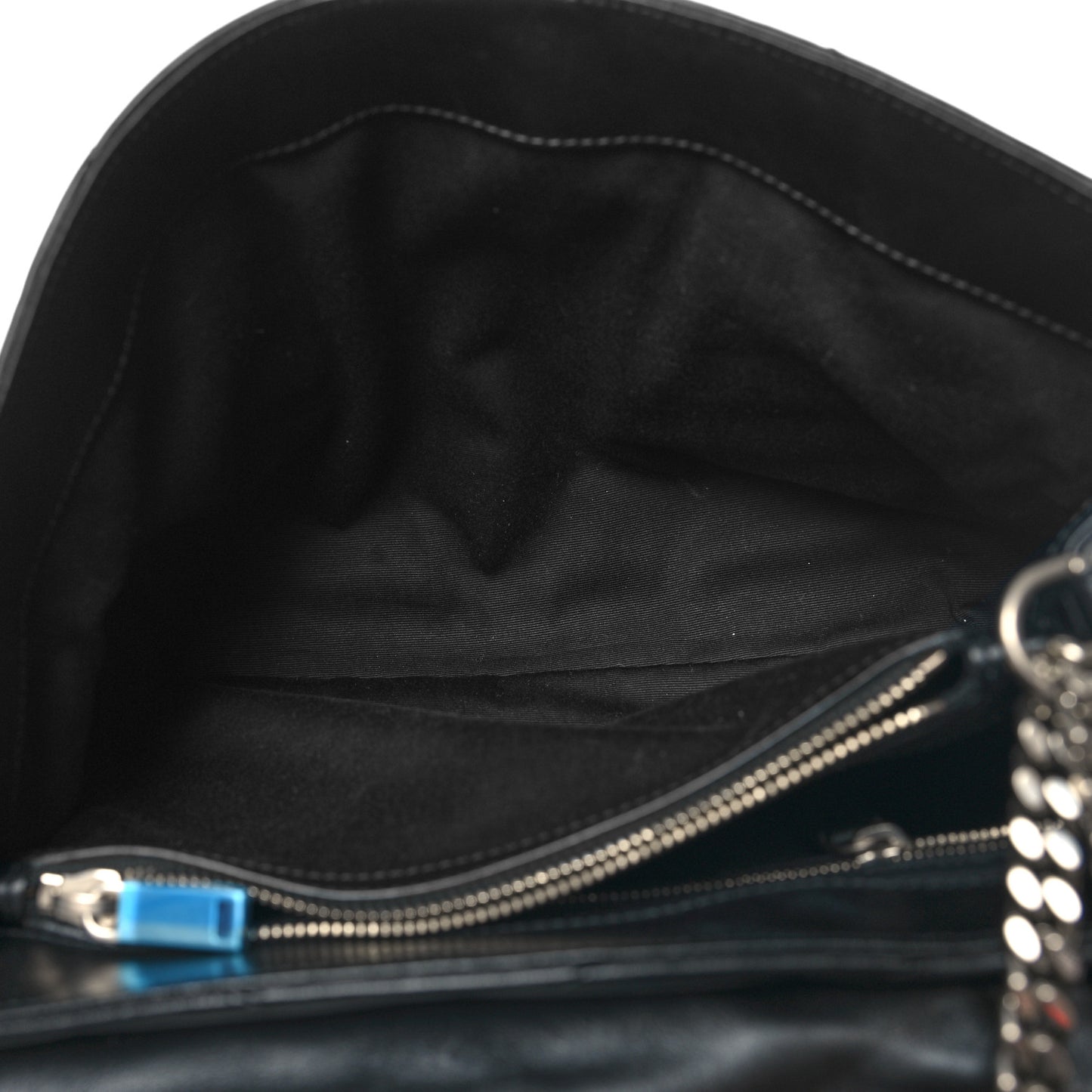 Calfskin Y Quilted Monogram Medium Loulou Chain Satchel Black
