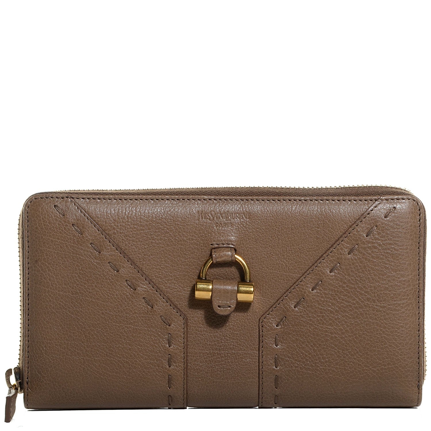 Saint Laurent Calfskin Muse Zip Around Wallet Dark Beige 1 of 9