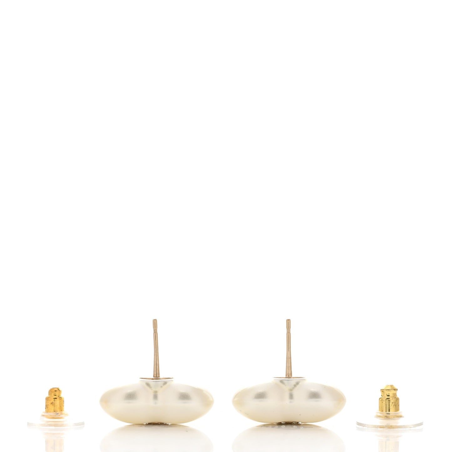 Pearl Crystal CC Heart Earrings Gold