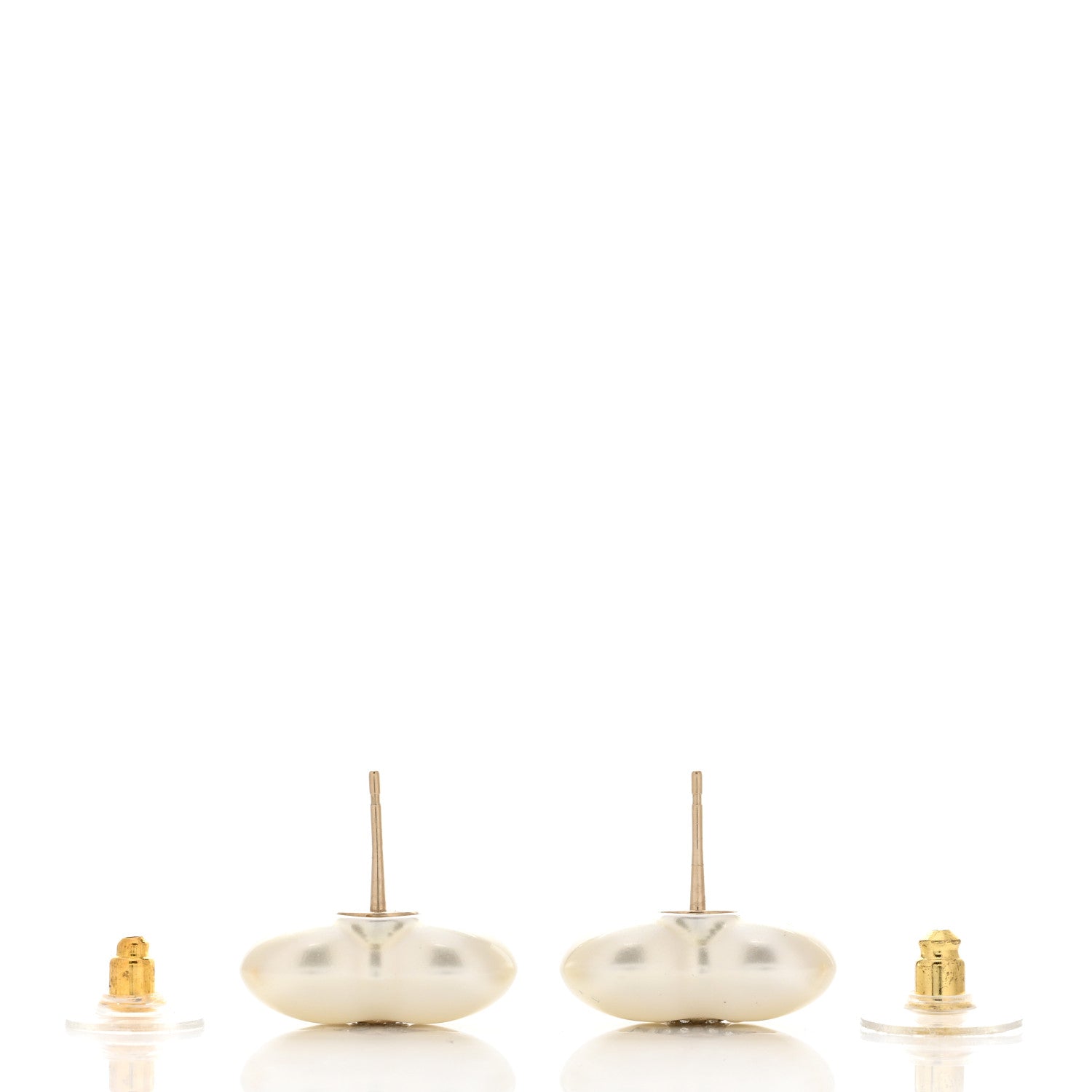 Chanel Pearl Crystal CC Heart Earrings Gold 3 of 4