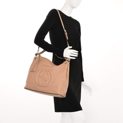Gucci Pebbled Calfskin Large Soho Hobo Camelia 2 of 8