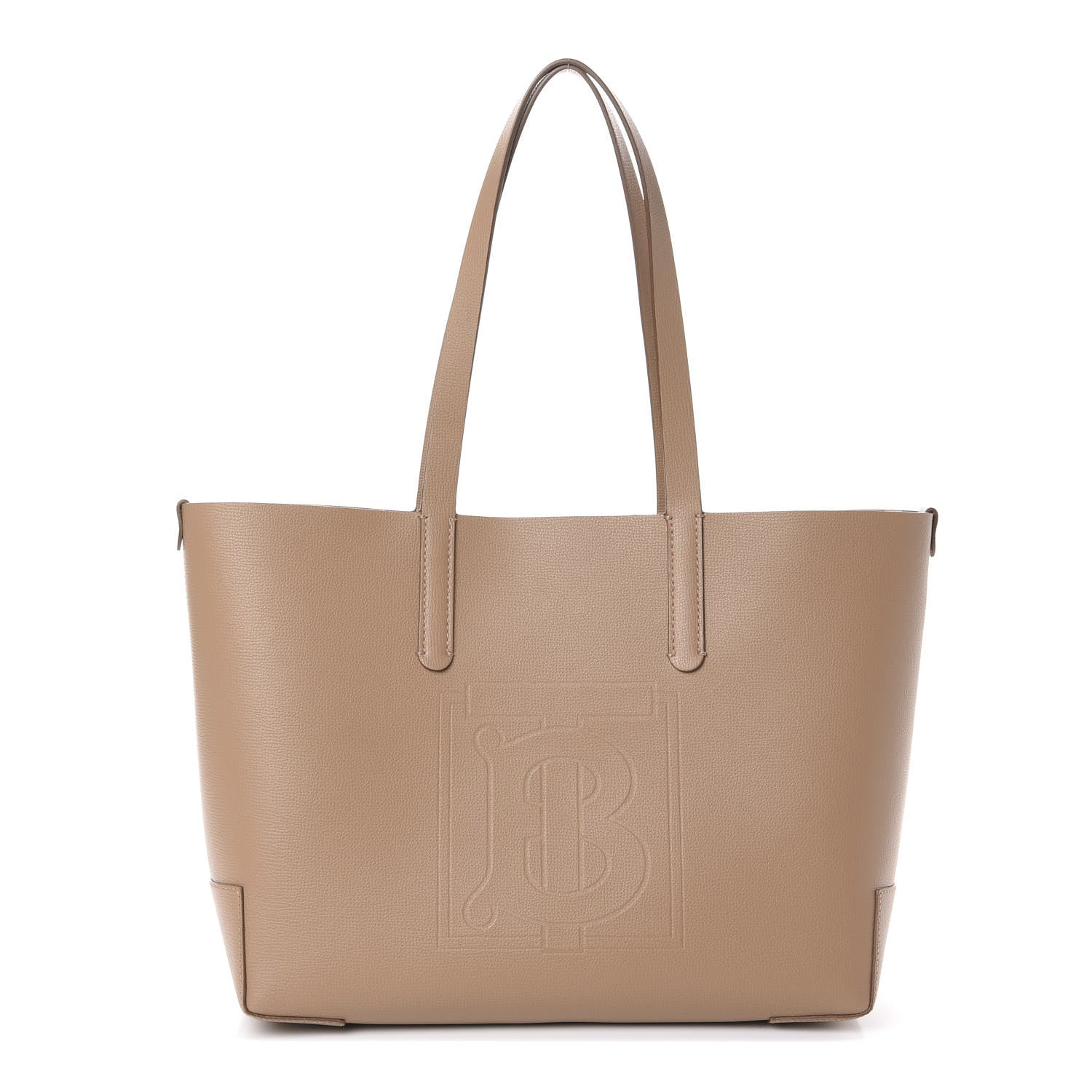 Burberry Calfskin TB Motif Embossed Medium Tote Camel 1 of 9