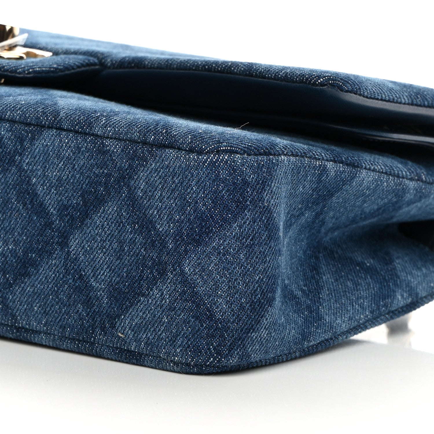 Chanel Printed Denim Quilted Medium Double Flap Dark Blue 10 of 12