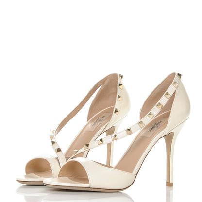 Valentino Garavani Nappa Rockstud Peep Toe Cross Strap D'Orsay 105mm Pumps 39 Ivory 3 of 8