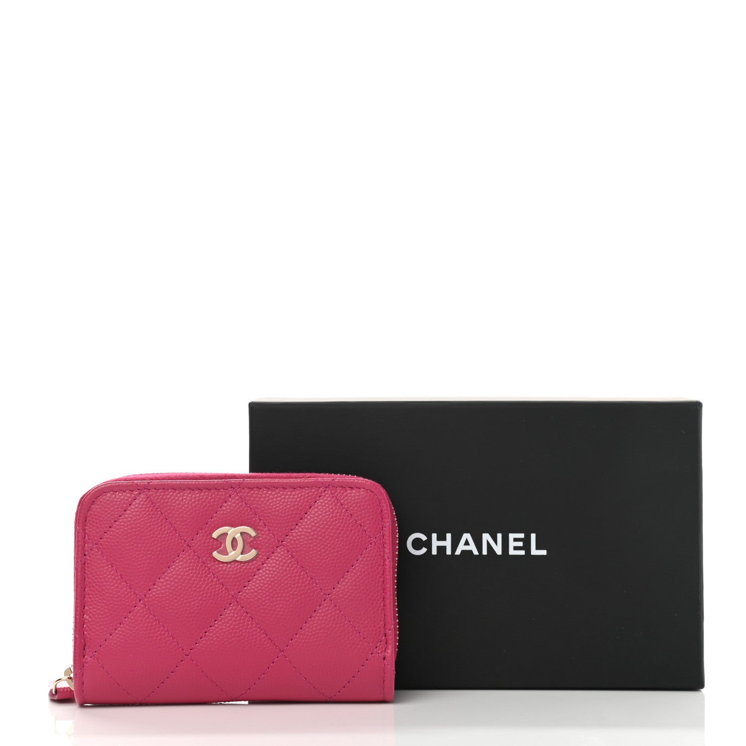 Chanel Caviar Quilted Zip Coin Purse Fuchsia 8 of 8