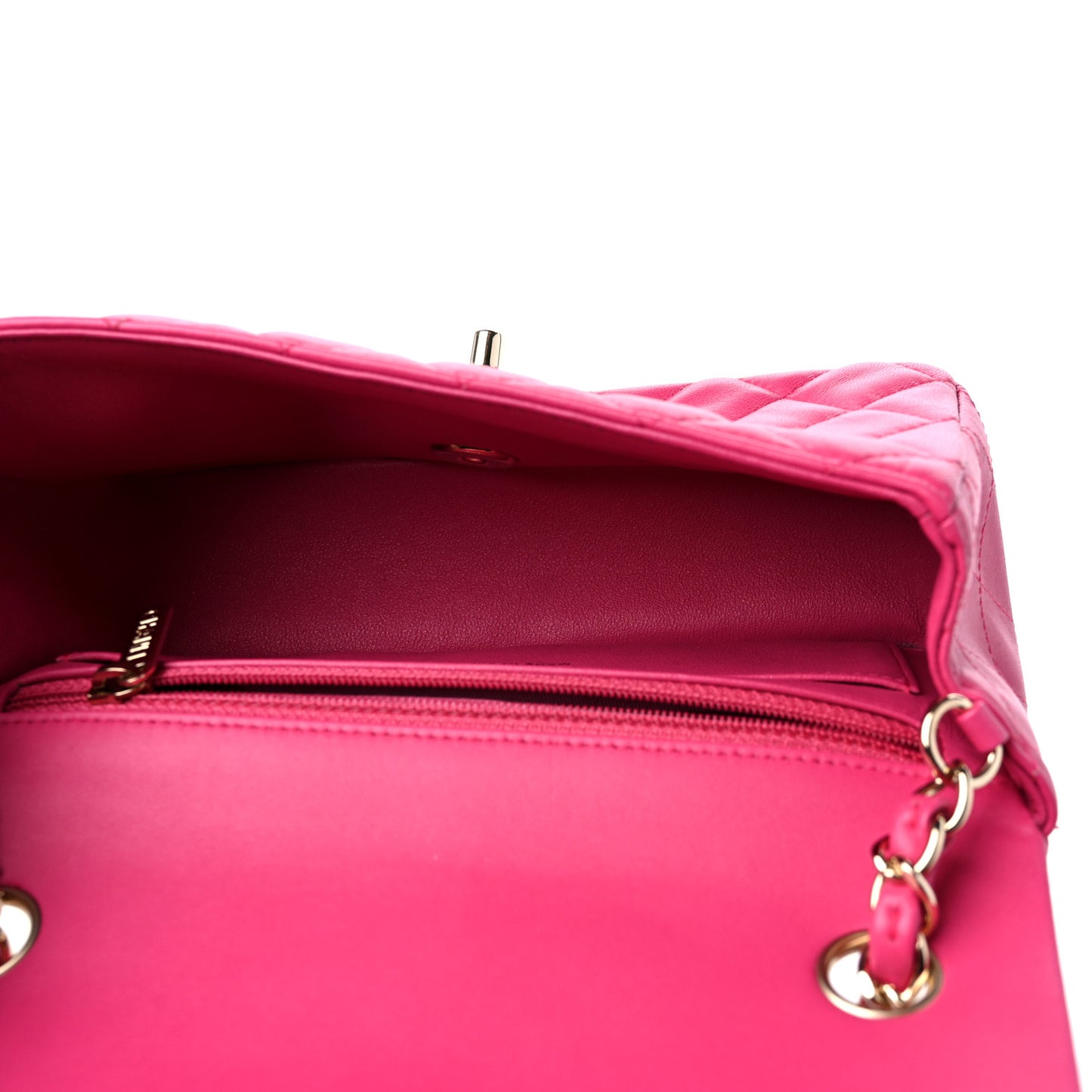 Lambskin Quilted Mini Rectangular Flap Fuchsia