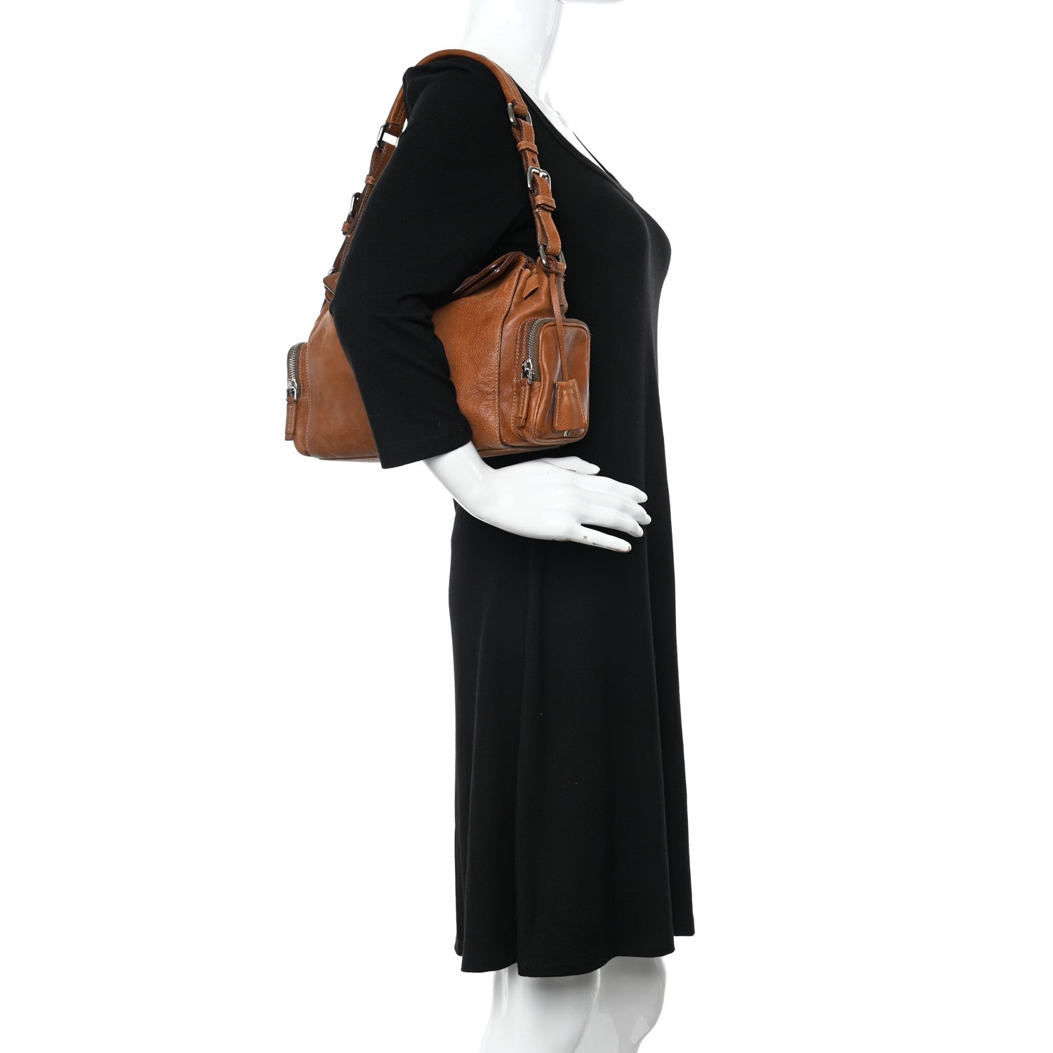 Prada Vitello Antic Easy A Foldover Pushlock Flap Shoulder Bag Sughero 2 of 11