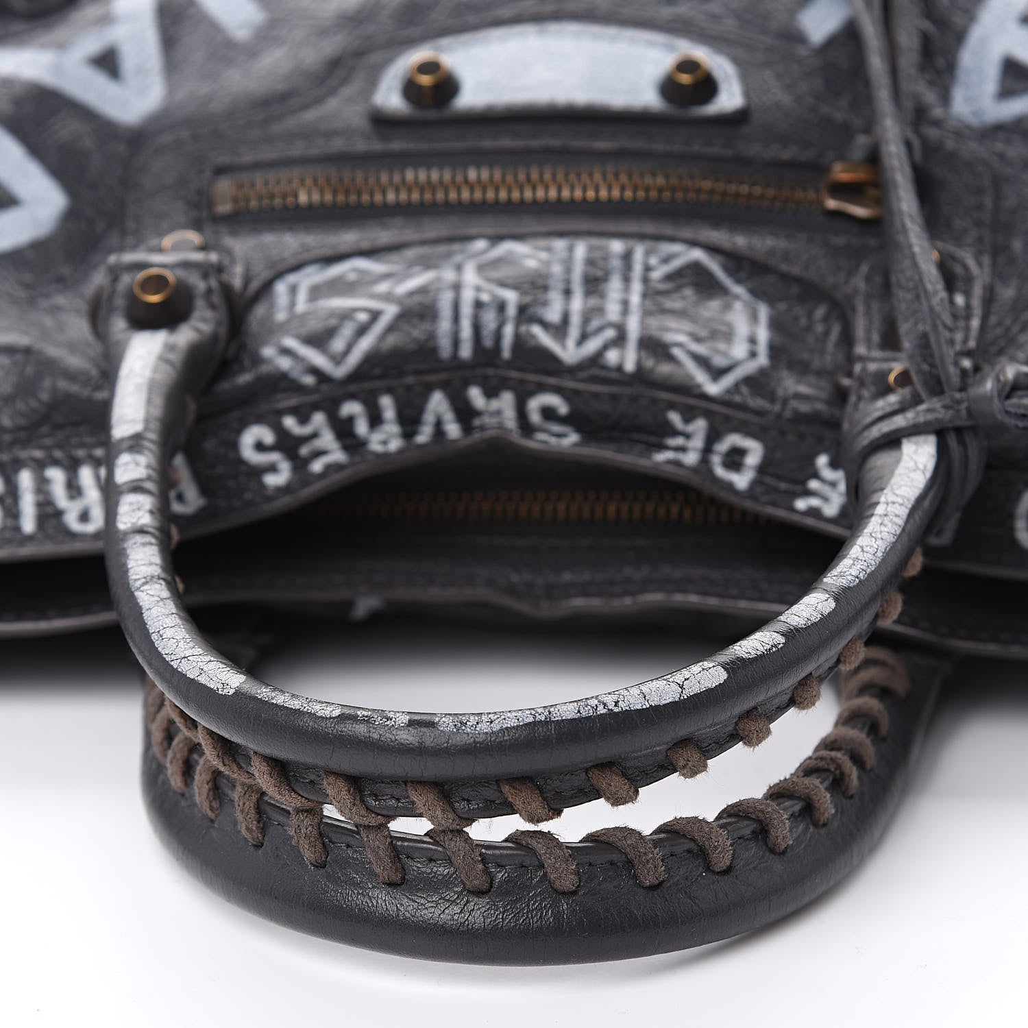 Balenciaga Agneau Arena Graffiti All Over Classic Hardware S City Gris Fossile White 9 of 10