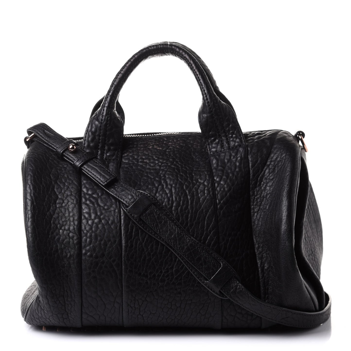 Pebbled Lambskin Rocco Black Pale Gold Hardware