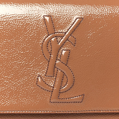 Saint Laurent Textured Patent Monogram Large Belle De Jour Clutch Tobacco 7 of 10