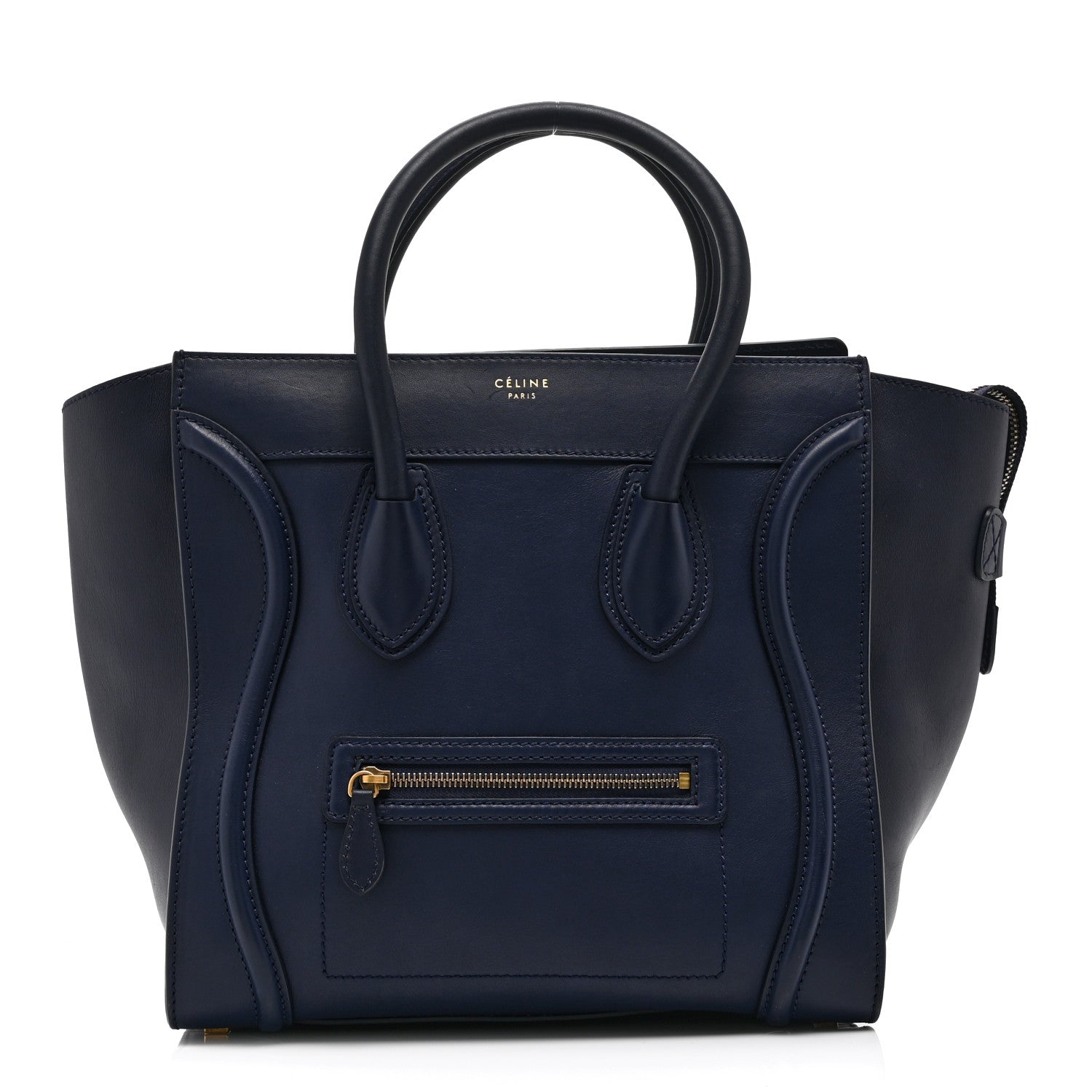Celine Drummed Calfskin Mini Luggage Ink 1 of 11