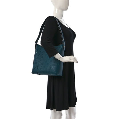 MCM Calfskin Ottomar Monogram Medium Klara Hobo Teal 2 of 8