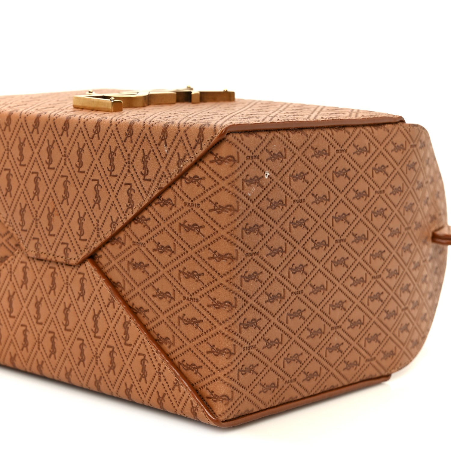 Saint Laurent Calfskin Monogram Take Away Box Dusty Vintage Brown Gold 10 of 11
