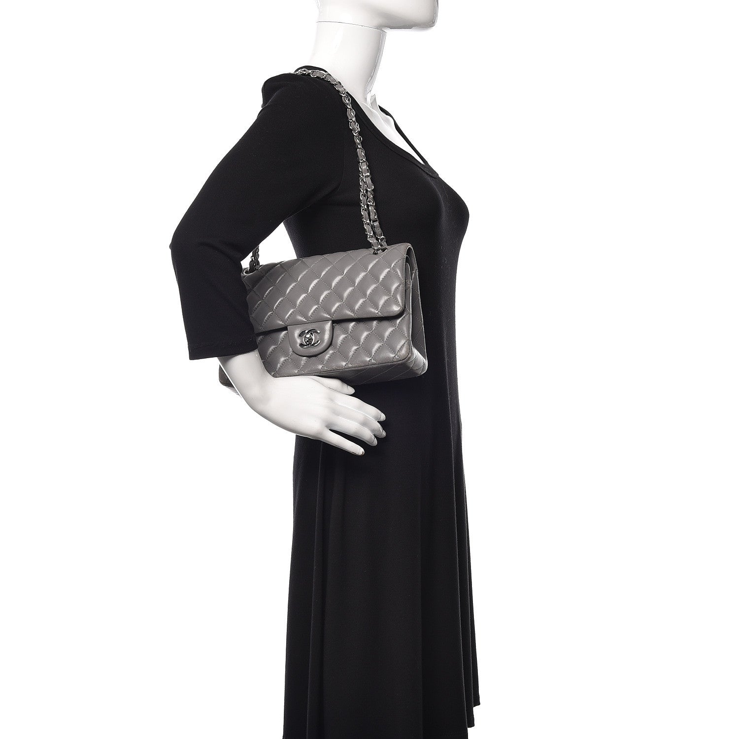 Chanel Lambskin Quilted Medium Double Flap Grey 2 of 21
