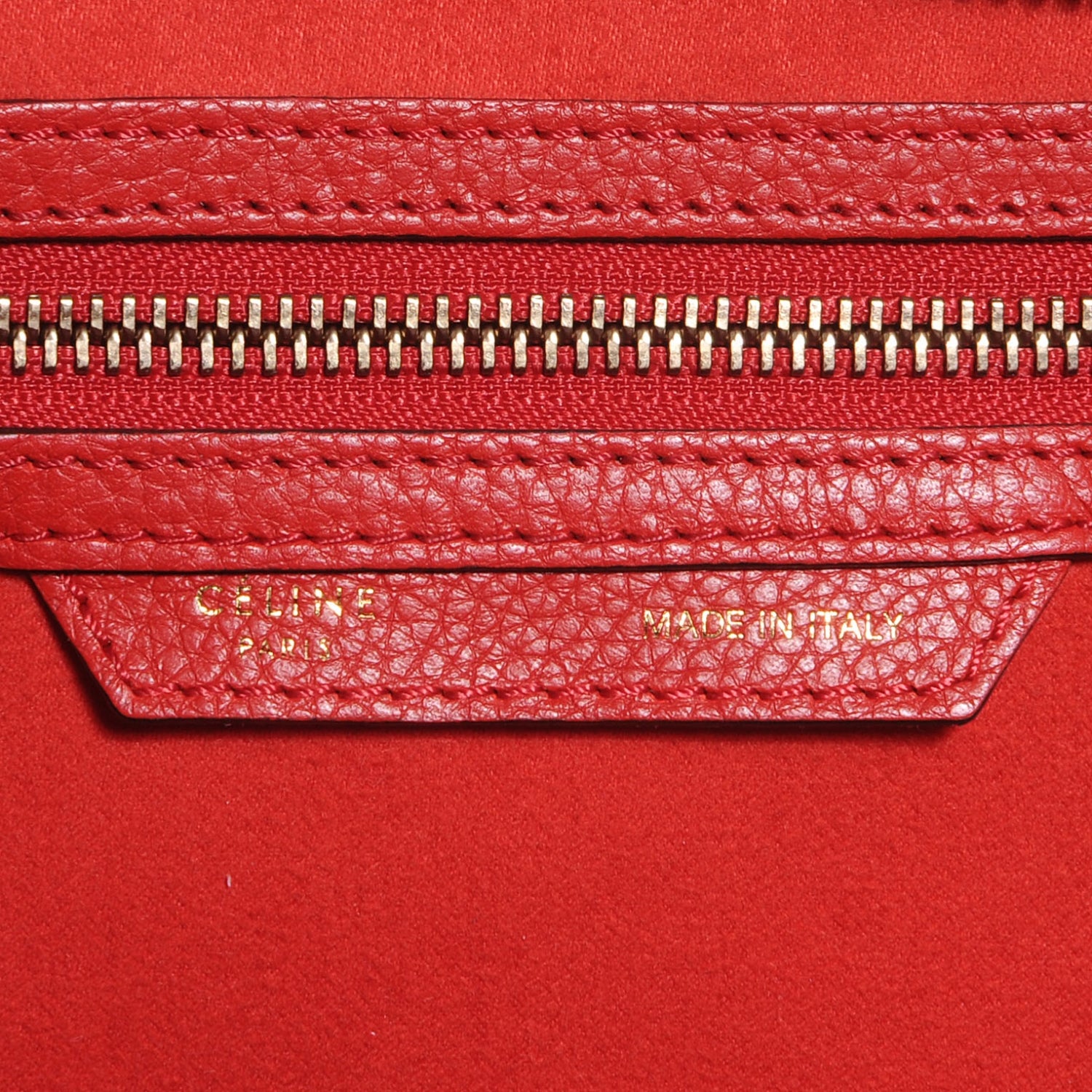 Celine Drummed Leather Shoulder Luggage Red 9 of 10