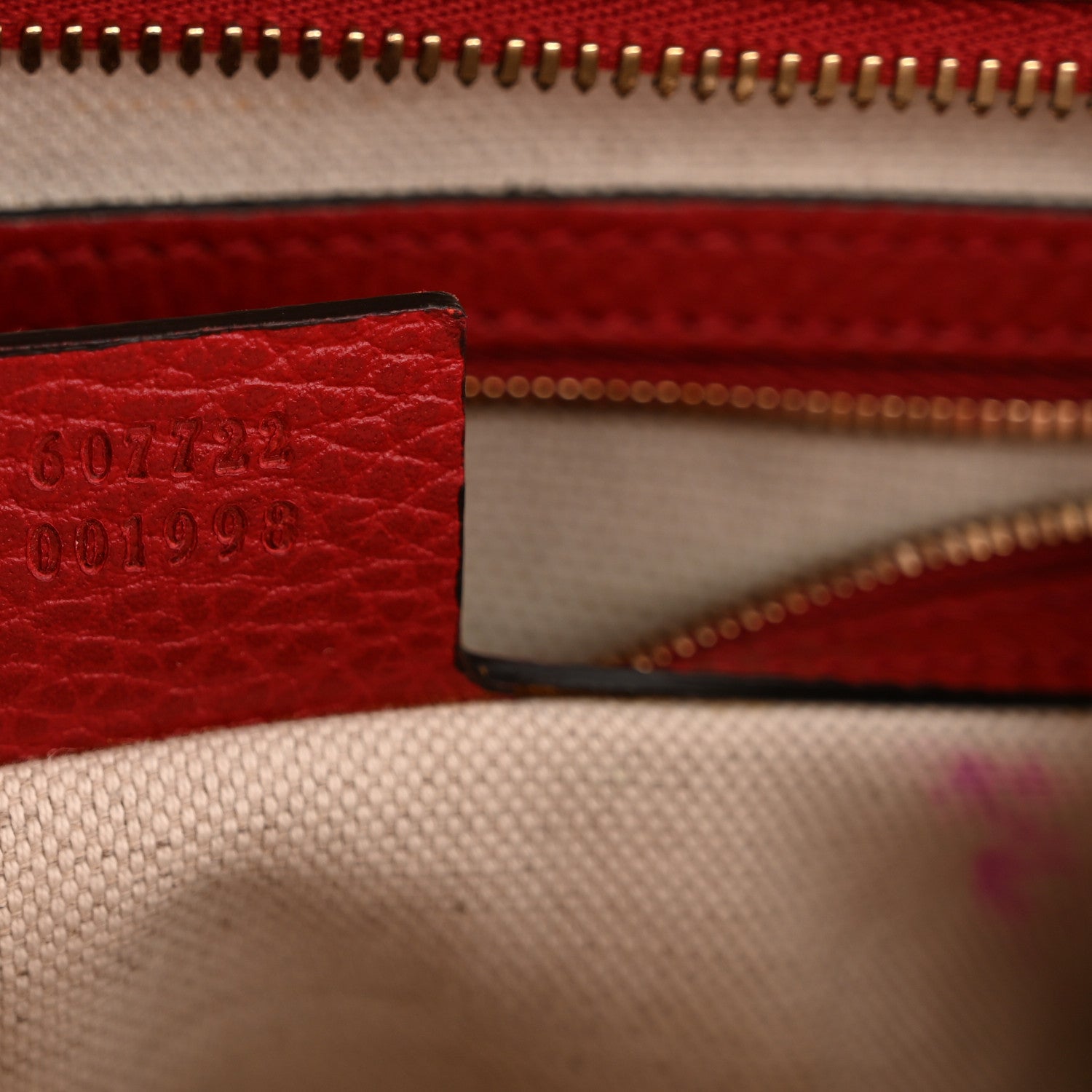 Gucci Dollar Calfskin Medium Soho Top Handle Satchel Hibiscus Red 7 of 16