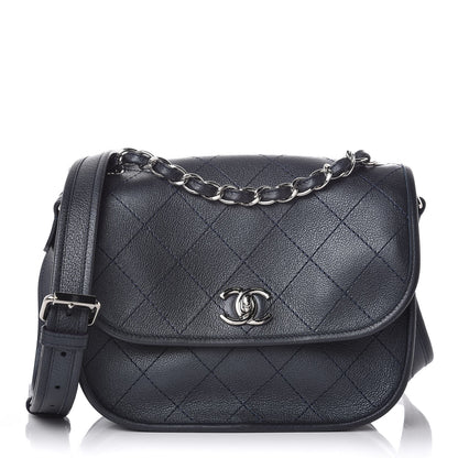Chanel Metallic Calfskin Quilted Jungle Stroll Messenger Bag Navy 1 of 7