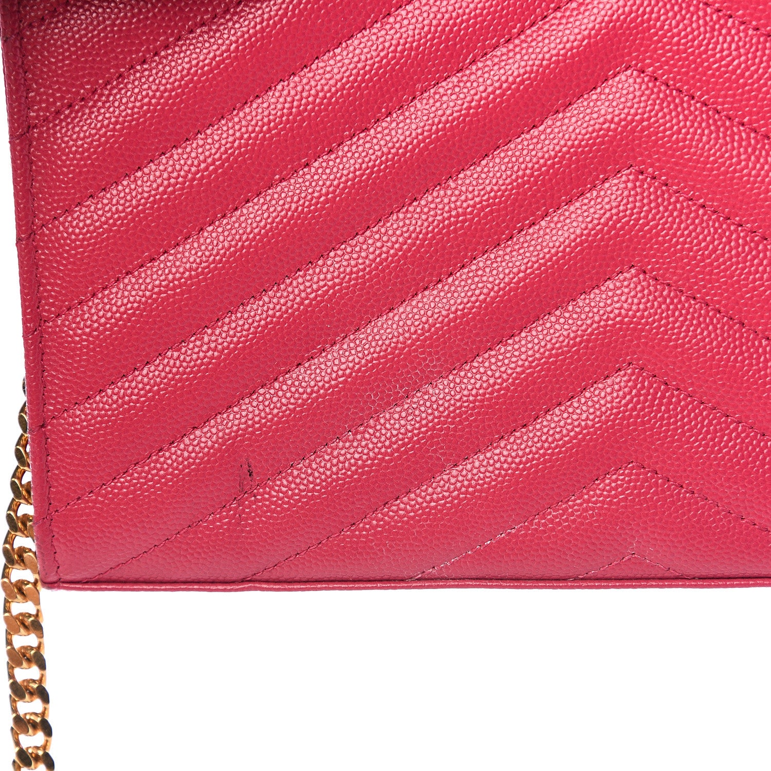 Saint Laurent Grain De Poudre Matelasse Chevron Monogram Chain Wallet Rose Clair 8 of 12