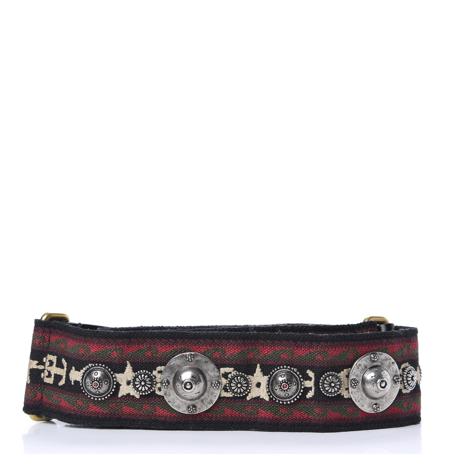 Canvas Embroidered Studded Bohemian Shoulder Strap Red