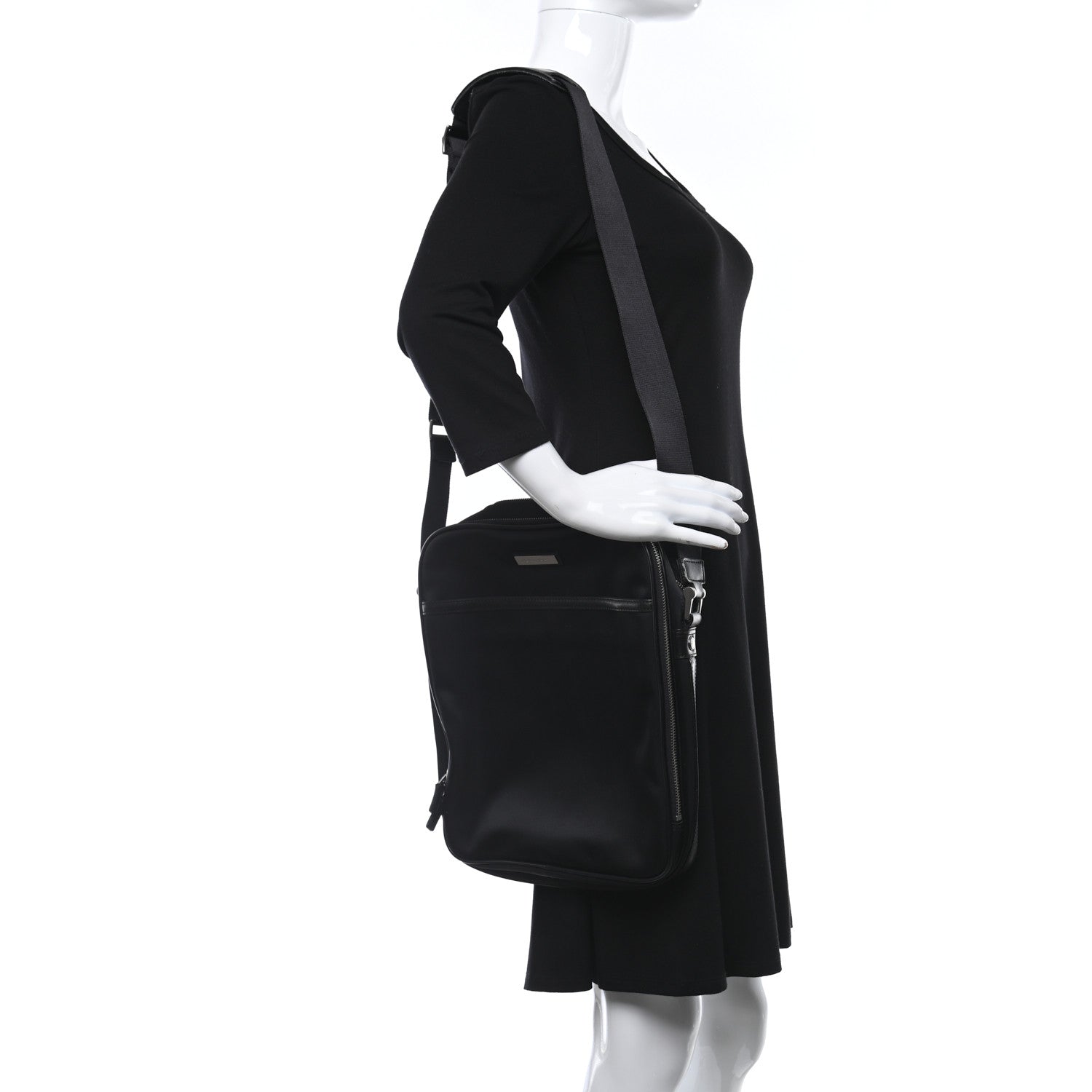 Burberry Nylon Zip Top Messenger Bag Black 2 of 8