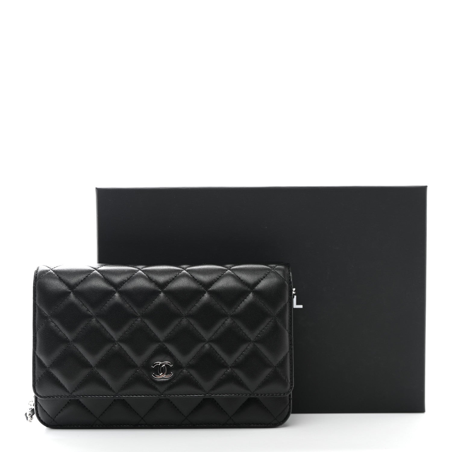 Chanel Lambskin Quilted Wallet On Chain WOC Black 13 of 13