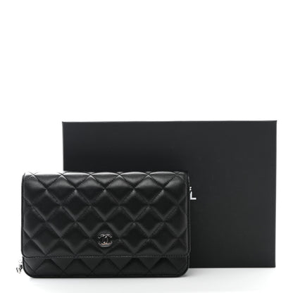 Chanel Lambskin Quilted Wallet On Chain WOC Black 13 of 13