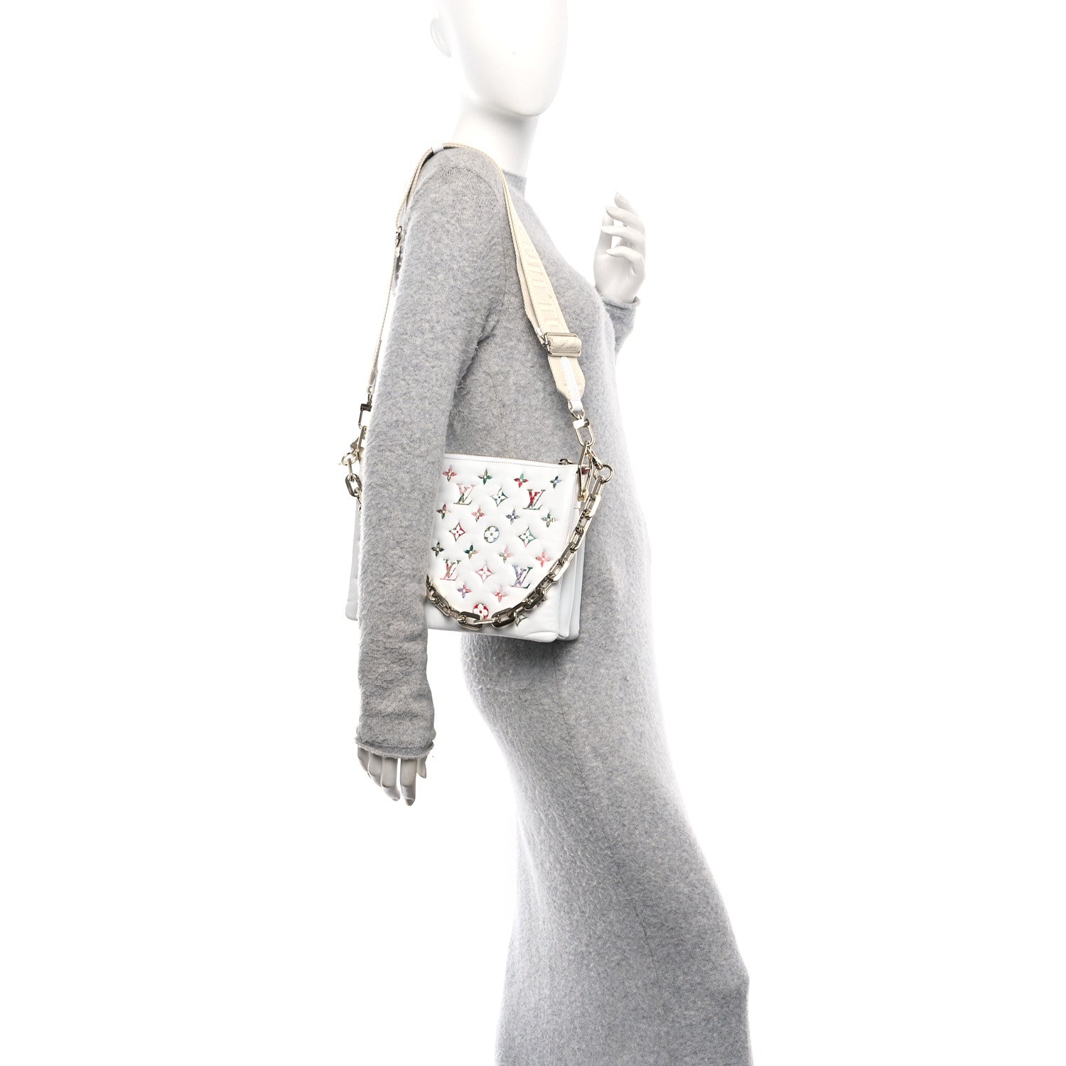 Louis Vuitton Lambskin Embossed Monogram LV Garden Coussin PM Cream 2 of 11