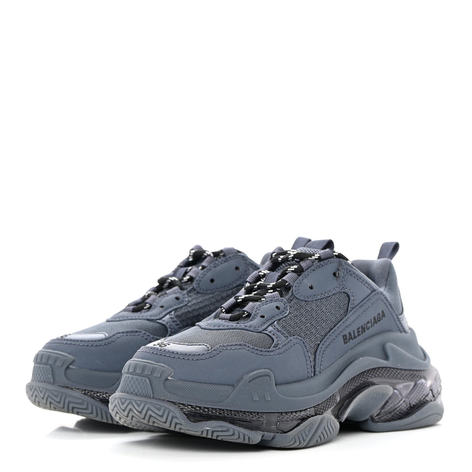 Balenciaga Fabric Mesh Clear Sole Womens Triple S Sneakers 36 Ombre Blue 3 of 8