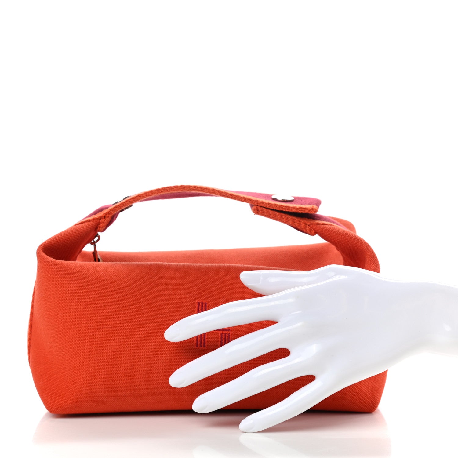 Hermes Canvas Small Bride-A-Brac Pouch Orange Burgundy 2 of 8