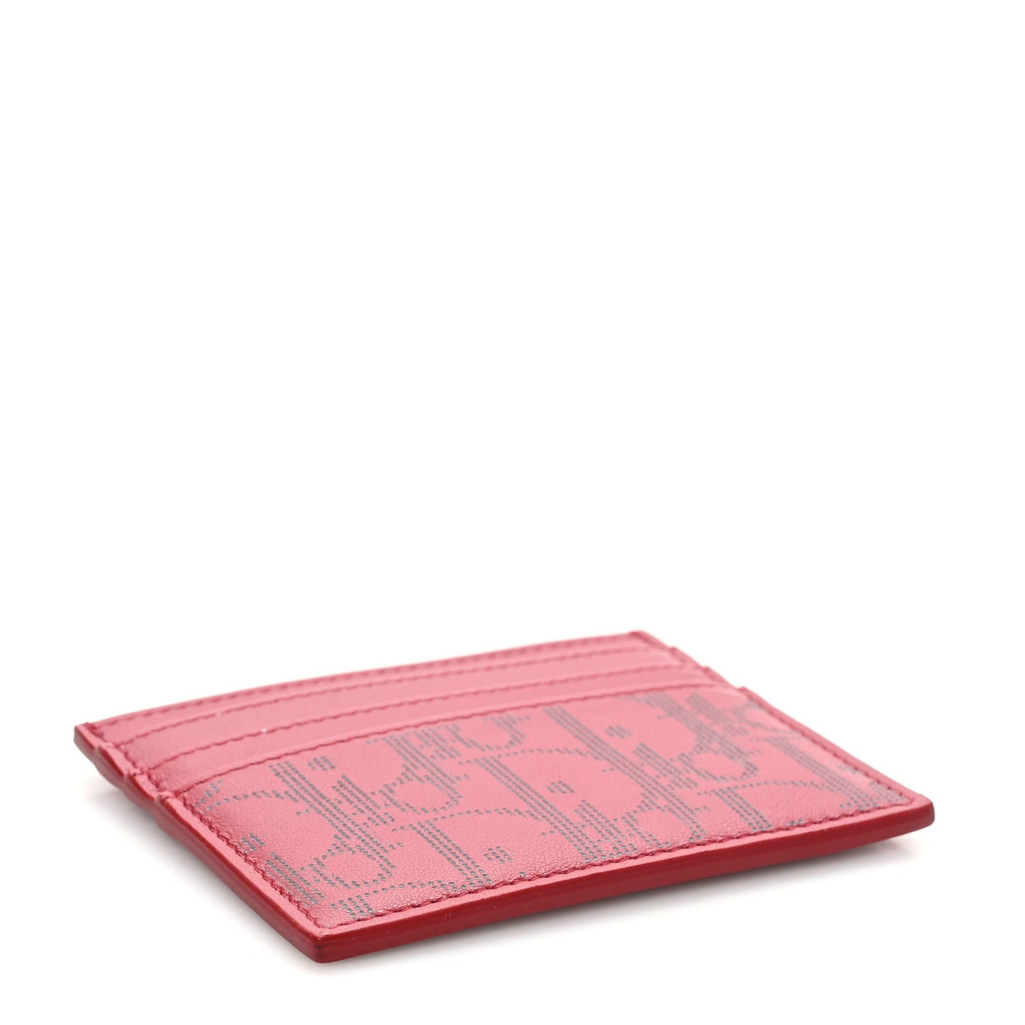 Calfskin Oblique Galaxy Perforated Card Holder Red White