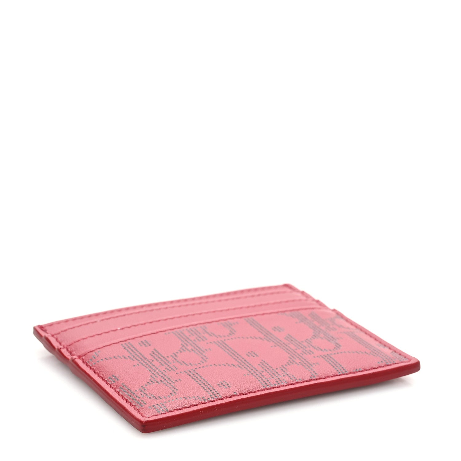 Christian Dior Calfskin Oblique Galaxy Perforated Card Holder Red White 4 of 8