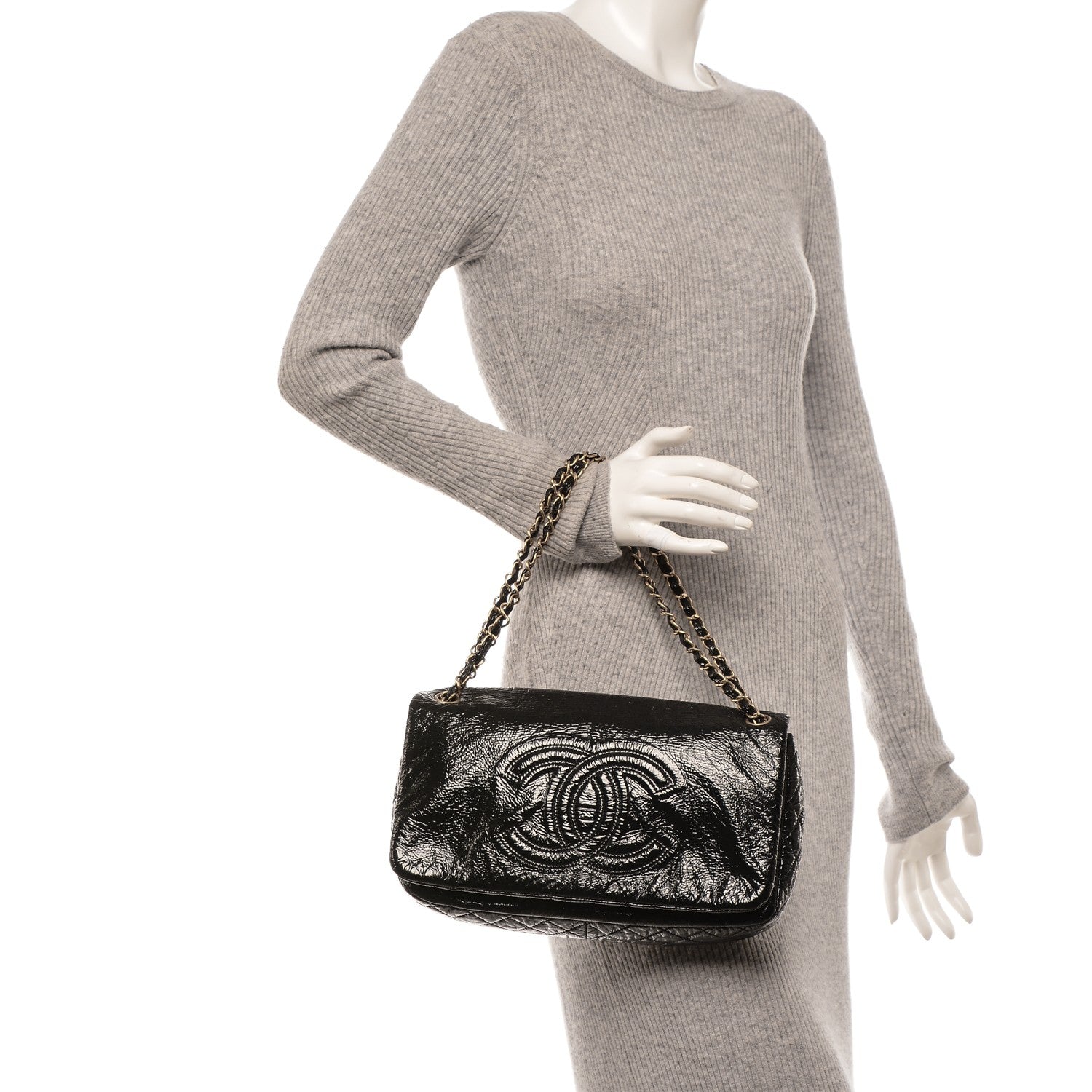 Chanel Vinyl Medium Rock and Chain Flap Black 2 of 7