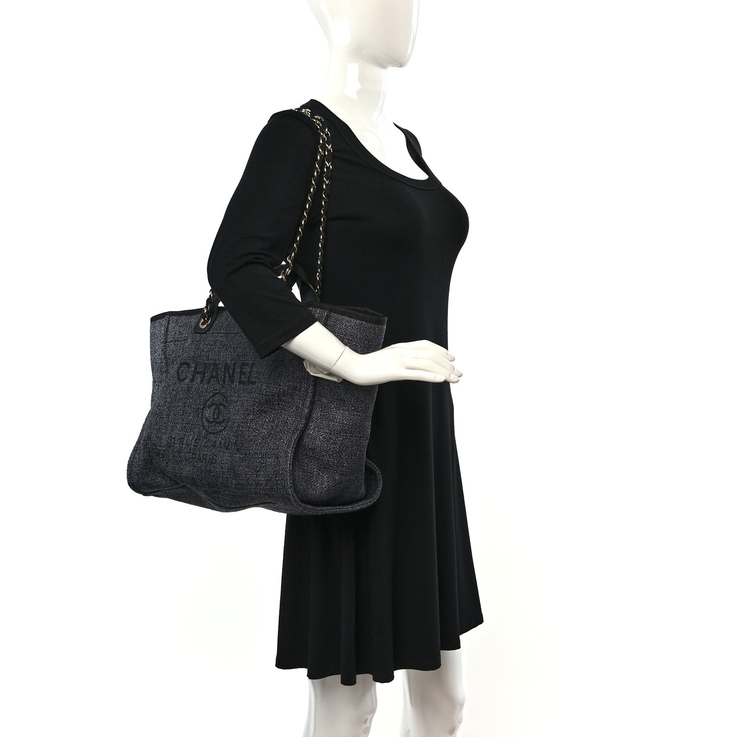 Chanel Lurex Boucle Medium Deauville Tote Black 2 of 9