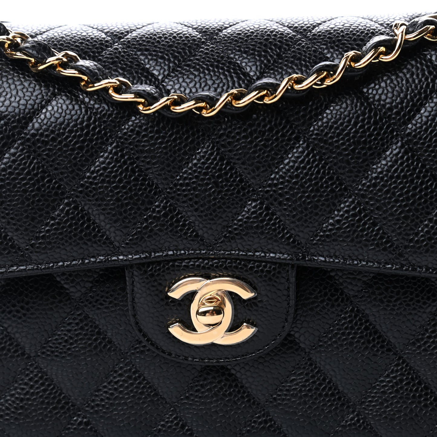 Caviar Quilted Small Double Flap Black