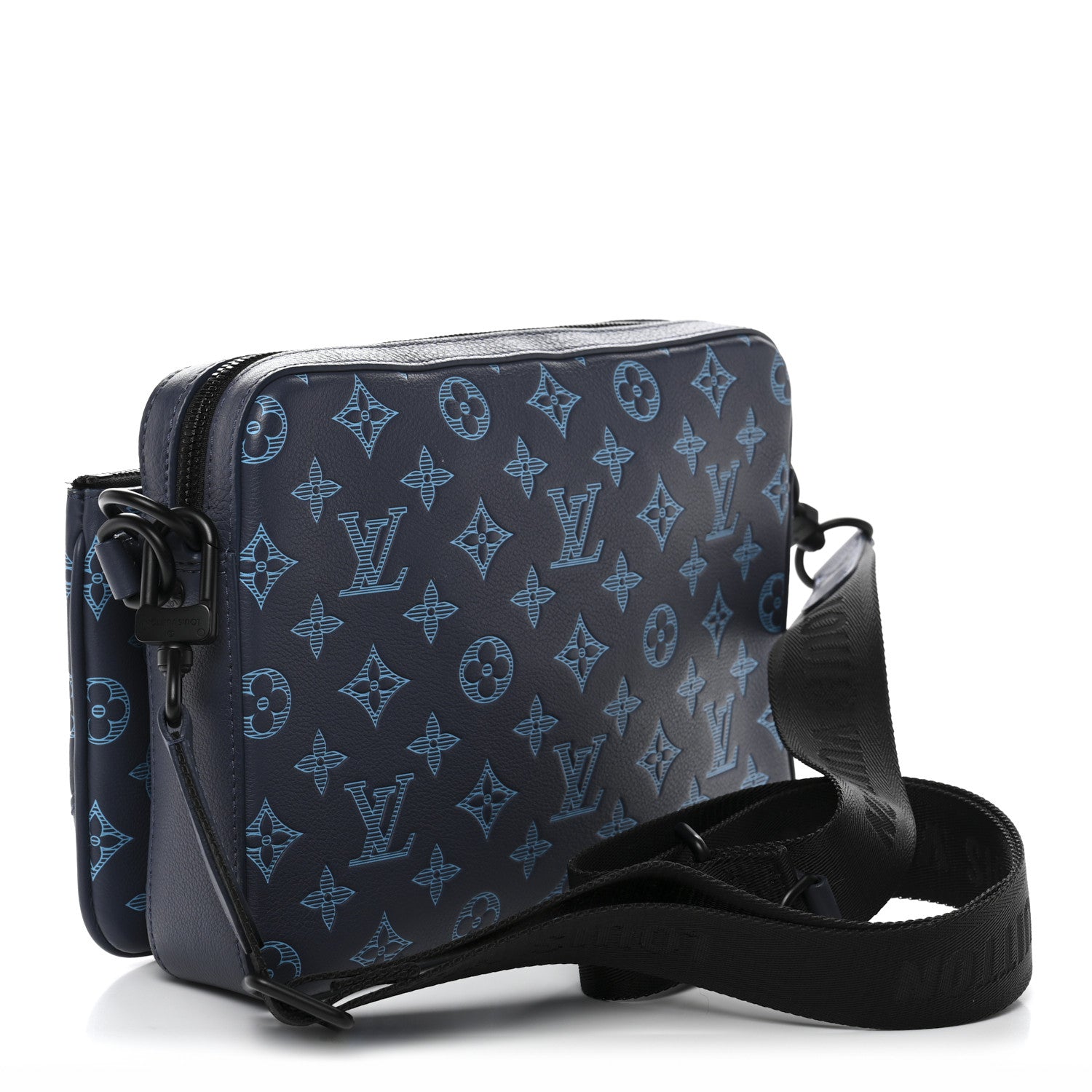 Louis Vuitton Calfskin Monogram Shadow Trio Messenger Navy River Blue 3 of 10