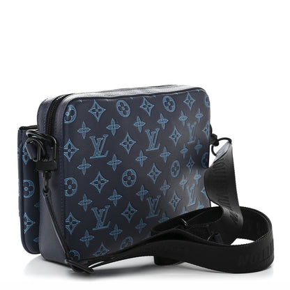 Louis Vuitton Calfskin Monogram Shadow Trio Messenger Navy River Blue 3 of 10
